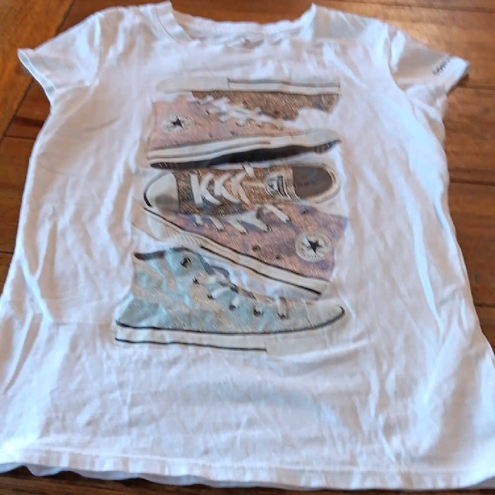 Converse White Short Sleeve Tee with Graphic Print